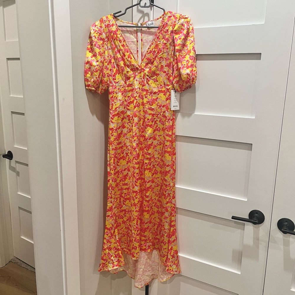 LINI Satin Floral Dress